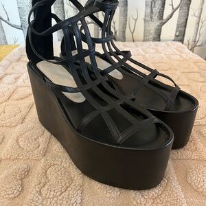 Jeffrey Campbell Black Strappy Platform Sandals